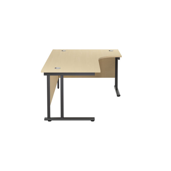 Jemini Radial Right Hand Double Upright Cantilever Desk 1800x1200x730mm Maple/Black KF803829