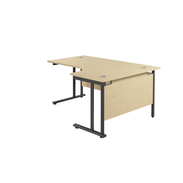 Jemini Radial Right Hand Double Upright Cantilever Desk 1800x1200x730mm Maple/Black KF803829