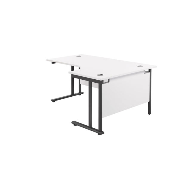 Jemini Radial Right Hand Double Upright Cantilever Desk 1800x1200x730mm White/Black KF803843