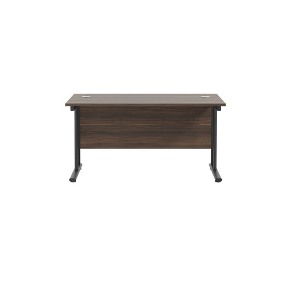 Jemini Rectangular Double Upright Cantilever Desk 1400x600x730mm Dark Walnut/Black KF803867