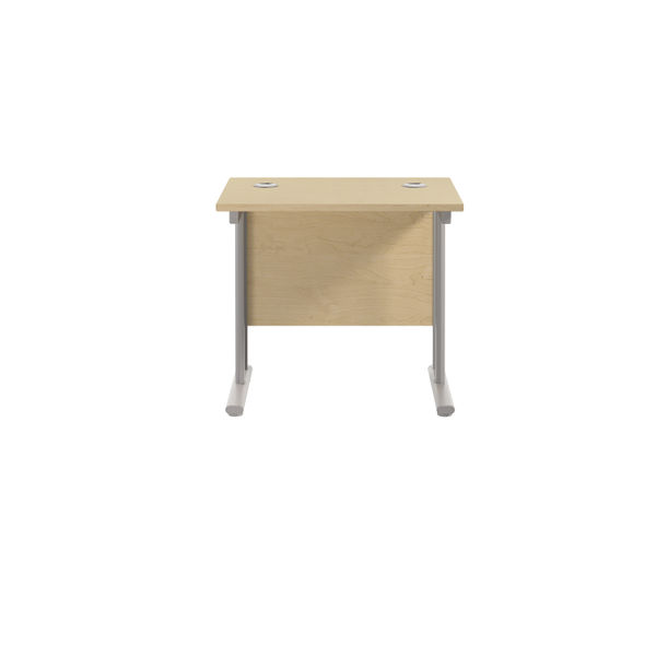 Jemini Double Upright Rectangular Desk 800x600x730mm Maple/Silver KF806127