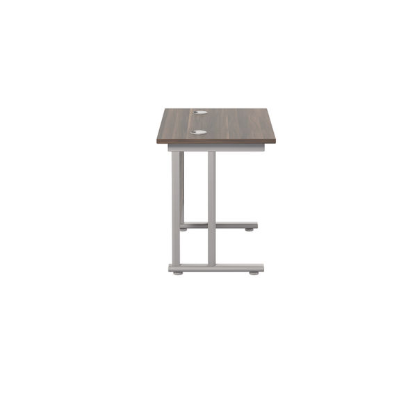 Jemini Double Upright Rectangular Desk 800x600x730mm Dark Walnut/Silver KF806134