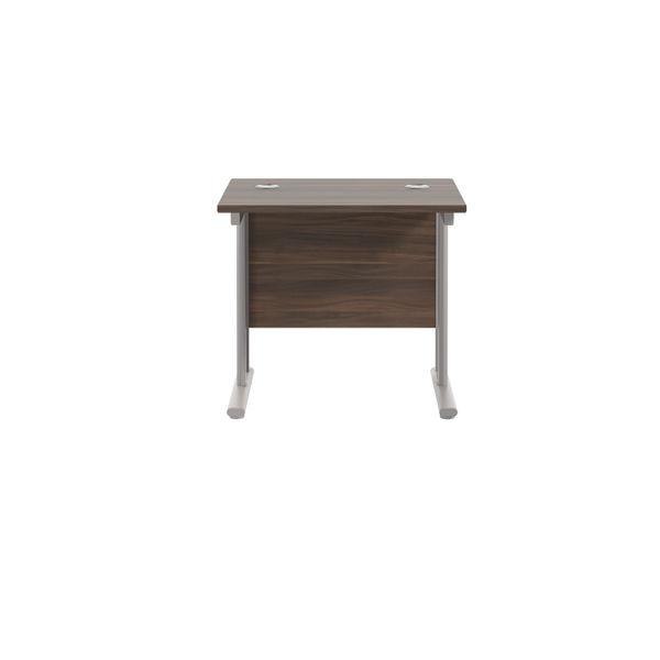 Jemini Double Upright Rectangular Desk 800x600x730mm Dark Walnut/Silver KF806134