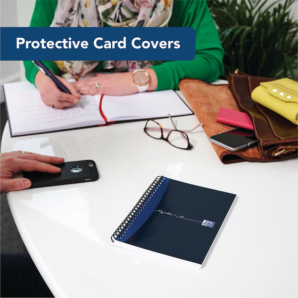 Oxford My Notes Card Cover Wirebound Notebook 100 Pages A5 Blue (5 Pack) 400020197