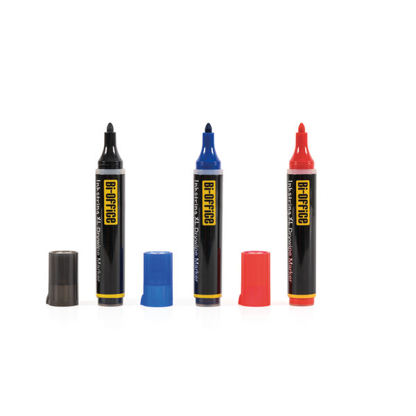 Bi-Office Inkstring XL Drywipe Marker Assorted Colours (Pack of 3) PE4004