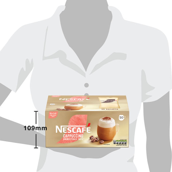 Nescafe Gold Cappuccino Unsweetened Instant Coffee Sachets (Pack of 50) 12582308