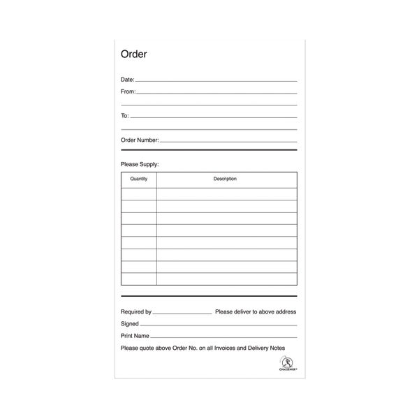 Challenge Carbonless Duplicate Order Book 100 Slips (Pack of 5) - A63033