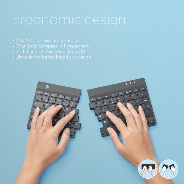 R-GO Split Ergonomic Wired Keyboard Black RGOSP-UKWIBL