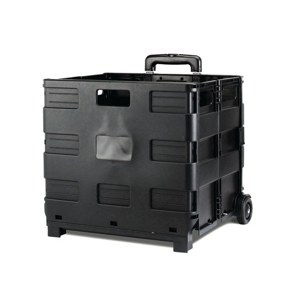 Folding Plastic Trolley Crate Black 0402012