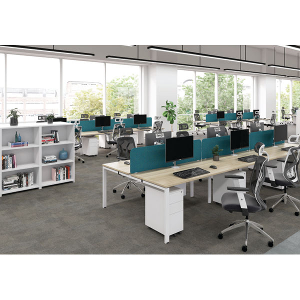 Jemini 2 Person Bench Desk 1400x1600x730mm White/White KF809050