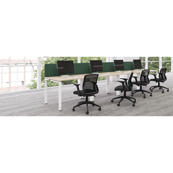 Jemini 2 Person Bench Desk 3200x1600x730mm Grey Oak/White KF809395