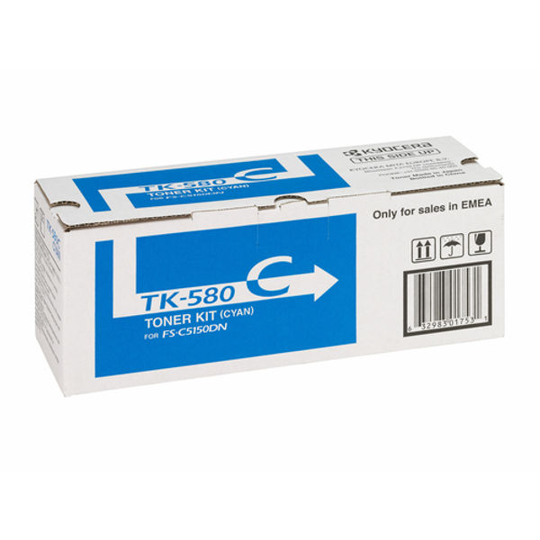 Kyocera TK-580C Toner Cartridge Cyan 1T02KTCNL0