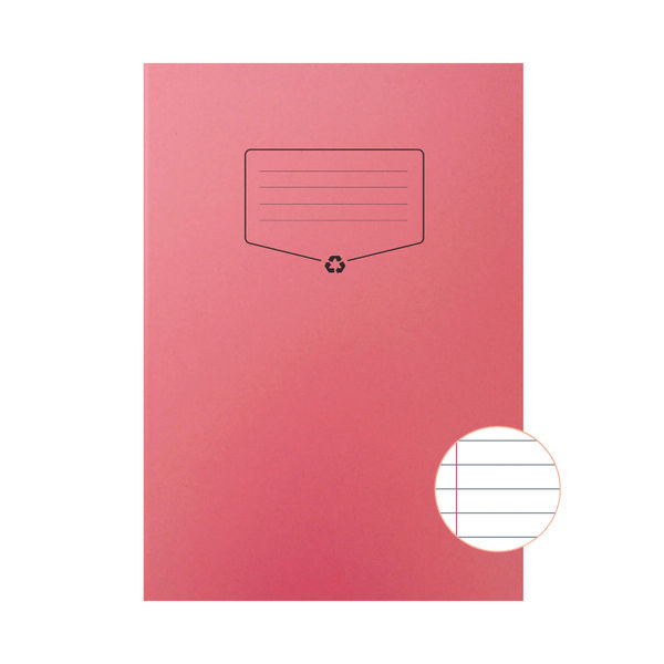 Silvine Recycled Exercise Book Lined with Margin 64 Pages A4 Red (Pack of 10) EXRE101