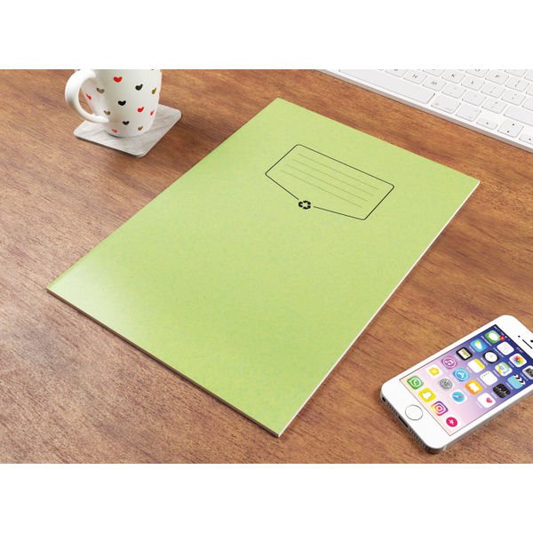 Silvine Recycled Exercise Book Lined with Margin 64 Pages A4 Green (Pack of 10) EXRE102