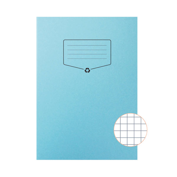 Silvine Recycled Exercise Book 7mm Square 64 Pages A4 Blue (Pack of 10) EXRE104