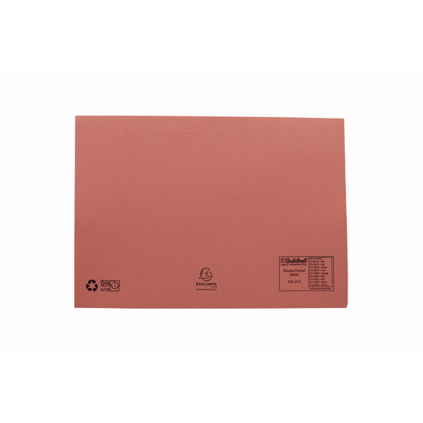 Exacompta Guildhall Legal Double Pocket Wallet Foolscap Pink (Pack of 25) 214-PNK