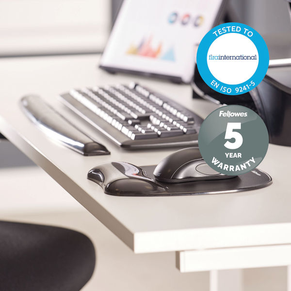 Fellowes Crystal Gel Mouse Pad And Wrist Support Black 9112101