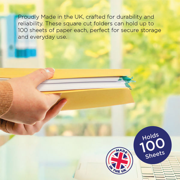 Exacompta Guildhall Square Cut Folder 315gsm Foolscap Yellow (Pack of 100) FS315-YLWZ