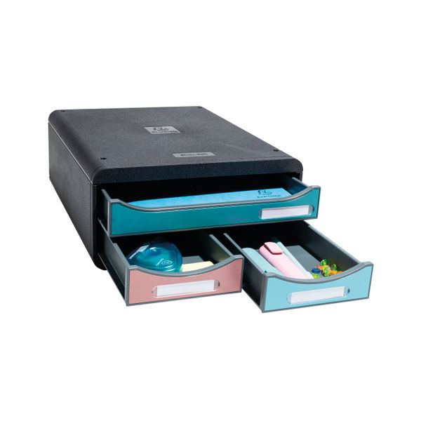 Exacompta Skandi SmallBox Recycled 3 Drawer Set Assorted 311606D