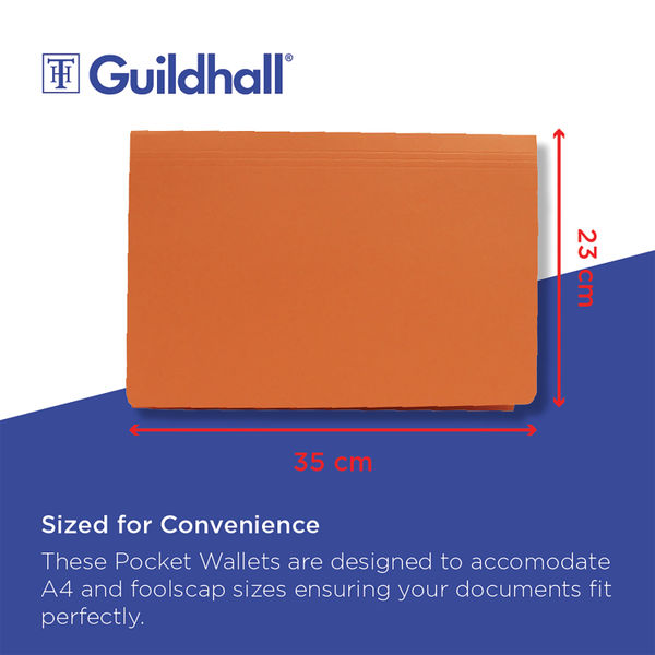 Exacompta Guildhall Full Flap Pocket Wallet Foolscap Orange (Pack of 50) PW2-ORG