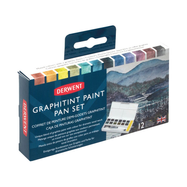 Derwent Graphitint Paint 12 Pan Palette Set Assorted