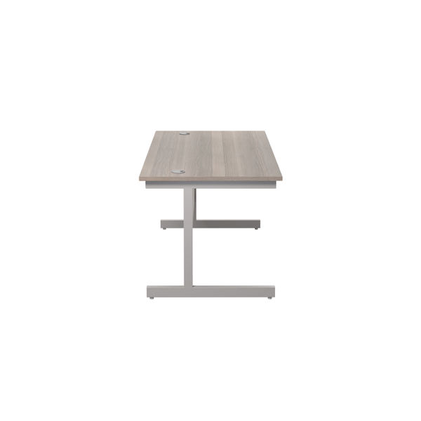 Jemini Single Upright Rectangular Desk 1200x800x730mm Grey Oak/Silver KF822631
