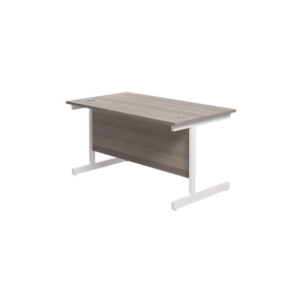 Jemini Single Upright Rectangular Desk 1200x800x730mm Grey Oak/White KF822641