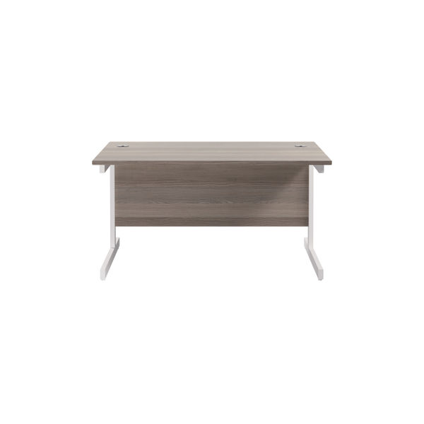 Jemini Single Upright Rectangular Desk 1200x800x730mm Grey Oak/White KF822641