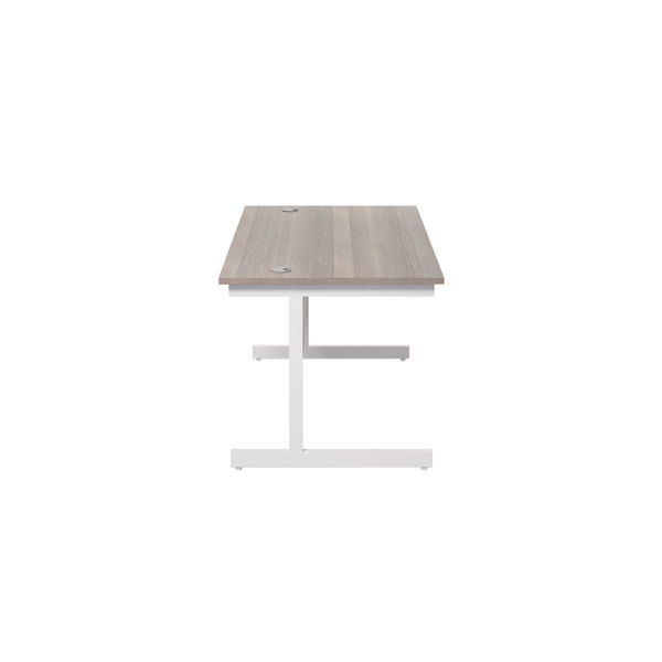 Jemini Single Upright Rectangular Desk 1400x800x730mm Grey Oak/White KF822661