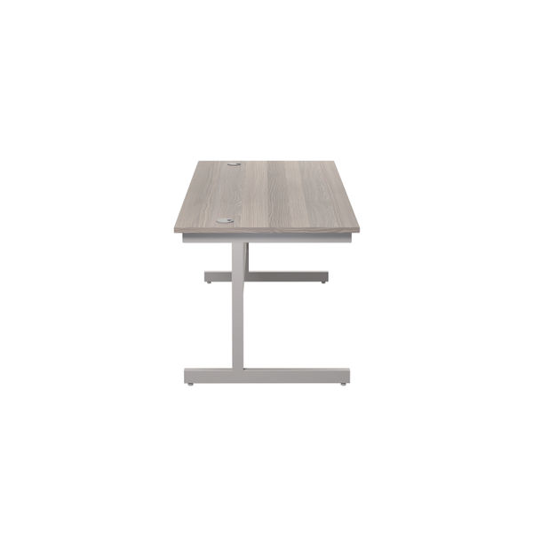 Jemini Single Upright Rectangular Desk 1800x800x730mm Grey Oak/Silver KF846031