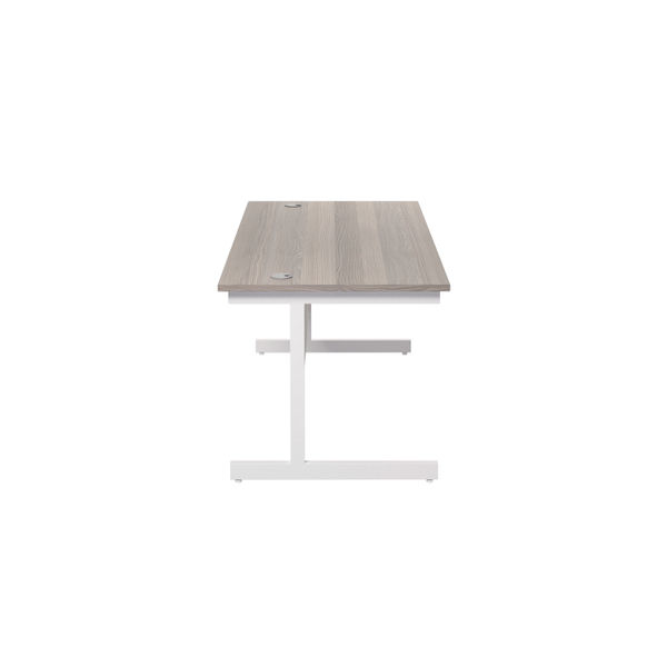 Jemini Single Upright Rectangular Desk 1800x800x730mm Grey Oak/White KF846048