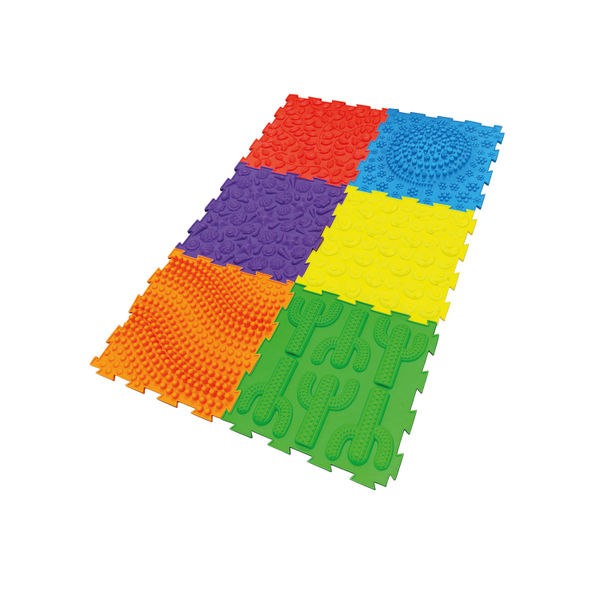 Massage Puzzle Textured Floor Tiles Indoor/Outdoor Use Assorted Bright Colours (Pack of 6) TEXMP6-BR