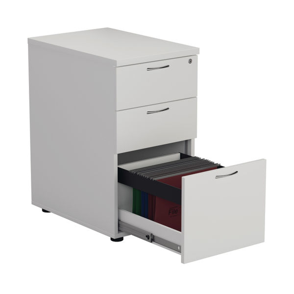 First 3 Drawer Desk High Pedestal 404x600x730mm White KF98511