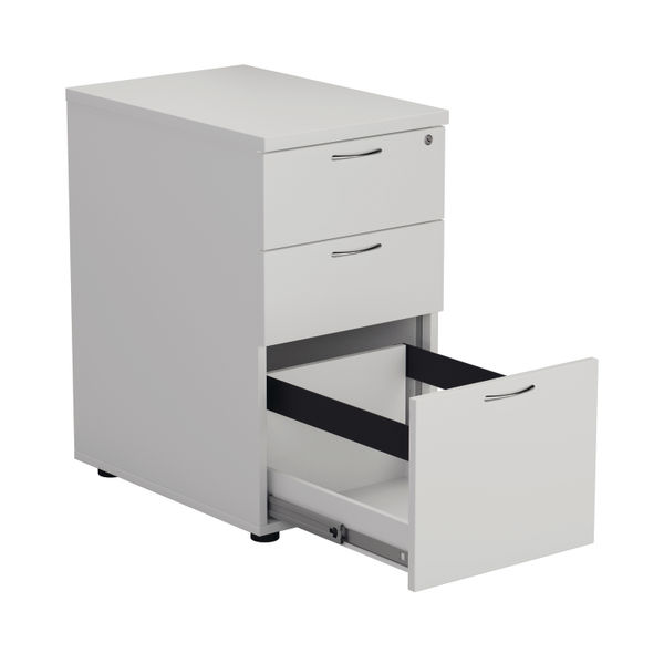 First 3 Drawer Desk High Pedestal 404x600x730mm White KF98511