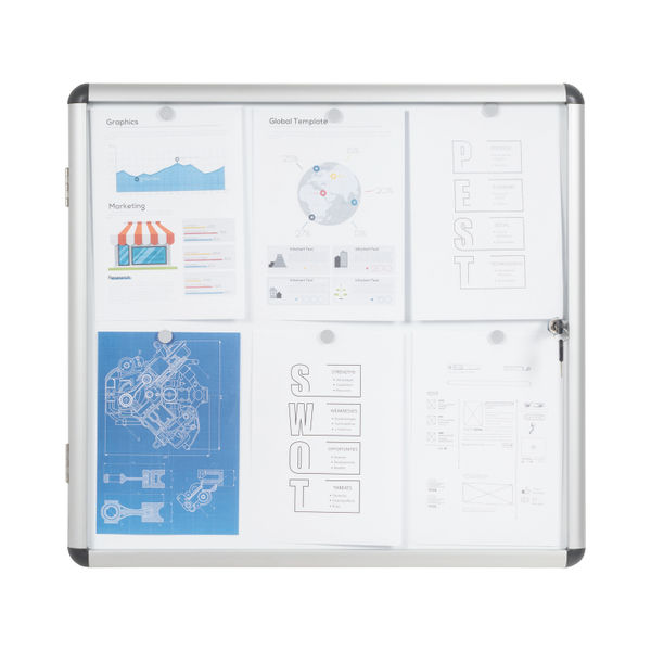 Bi-Office Enclore Magnetic Display Case Acrylic Door Aluminium Frame 6xA4 VT620109150