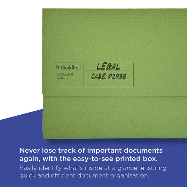 Exacompta Guildhall Document Wallet Foolscap Green (Pack of 50) GDW1-GRN