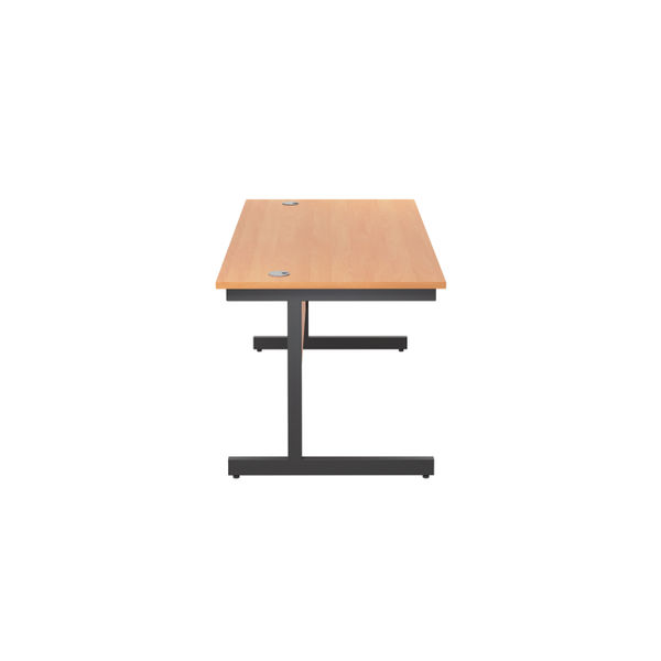 Jemini Rectangular Single Upright Cantilever Desk 1800x800x730mm Beech/Black KF818229