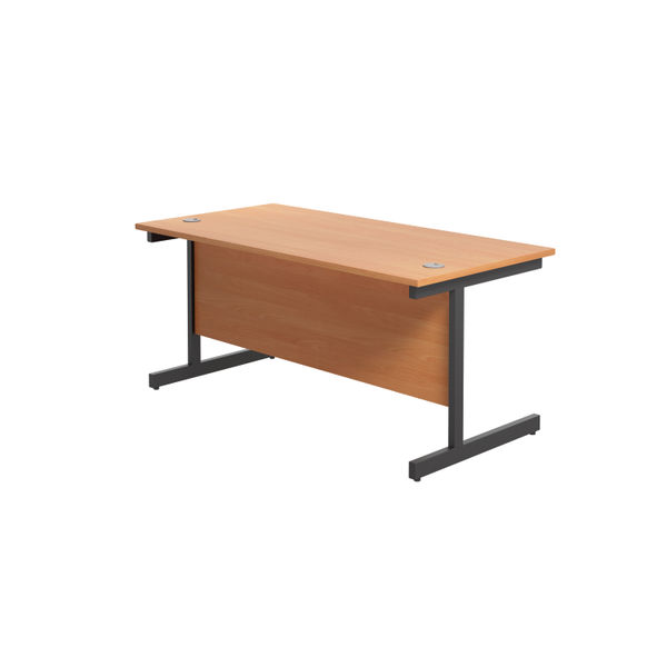 Jemini Rectangular Single Upright Cantilever Desk 1800x800x730mm Beech/Black KF818229