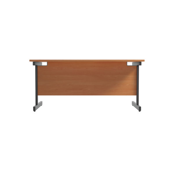 Jemini Rectangular Single Upright Cantilever Desk 1800x800x730mm Beech/Black KF818229