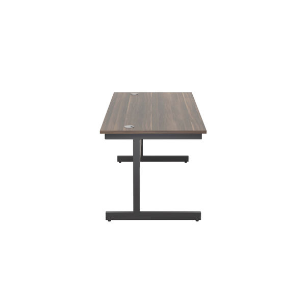 Jemini Rectangular Single Upright Cantilever Desk 1800x800x730mm Dark Walnut/Black KF819424