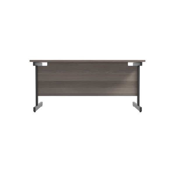 Jemini Rectangular Single Upright Cantilever Desk 1800x800x730mm Grey Oak/Black KF819431