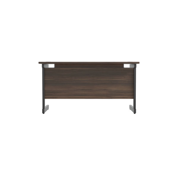Jemini Rectangular Single Upright Cantilever Desk 1200x600x730mm Dark Walnut/Black KF803874