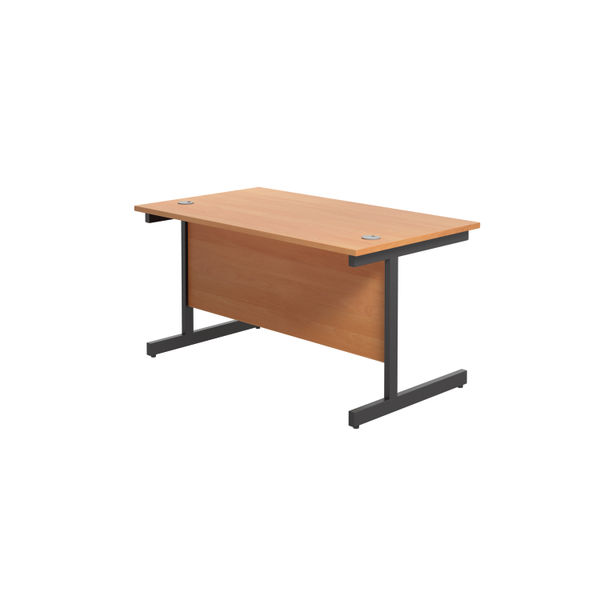 Jemini Rectangular Single Upright Cantilever Desk 1200x800x730mm Beech/Black KF803928