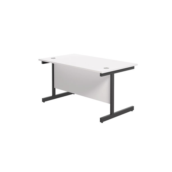 Jemini Rectangular Single Upright Cantilever Desk 1200x800x730mm White/Black KF803980