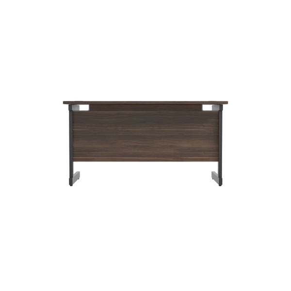 Jemini Rectangular Single Upright Cantilever Desk 1400x600x730mm Dark Walnut/Black KF810643