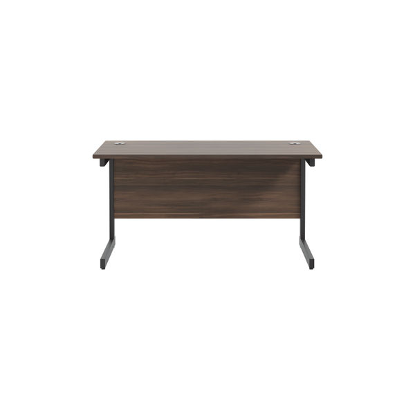 Jemini Rectangular Single Upright Cantilever Desk 1400x600x730mm Dark Walnut/Black KF810643