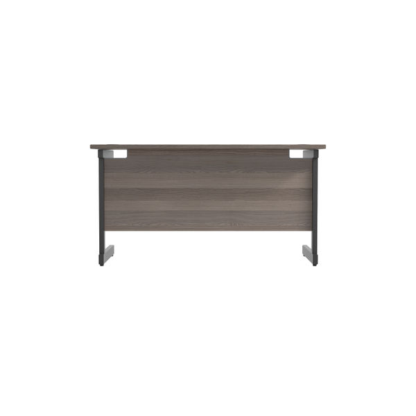 Jemini Rectangular Single Upright Cantilever Desk 1400x600x730mm Grey Oak/Black KF810650