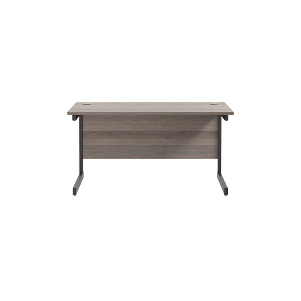 Jemini Rectangular Single Upright Cantilever Desk 1400x600x730mm Grey Oak/Black KF810650