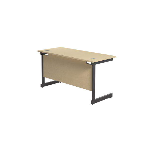 Jemini Rectangular Single Upright Cantilever Desk 1400x600x730mm Maple/Black KF810667