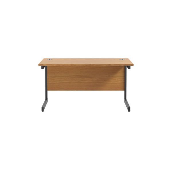 Jemini Rectangular Single Upright Cantilever Desk 1400x600x730mm Nova Oak/Black KF810674